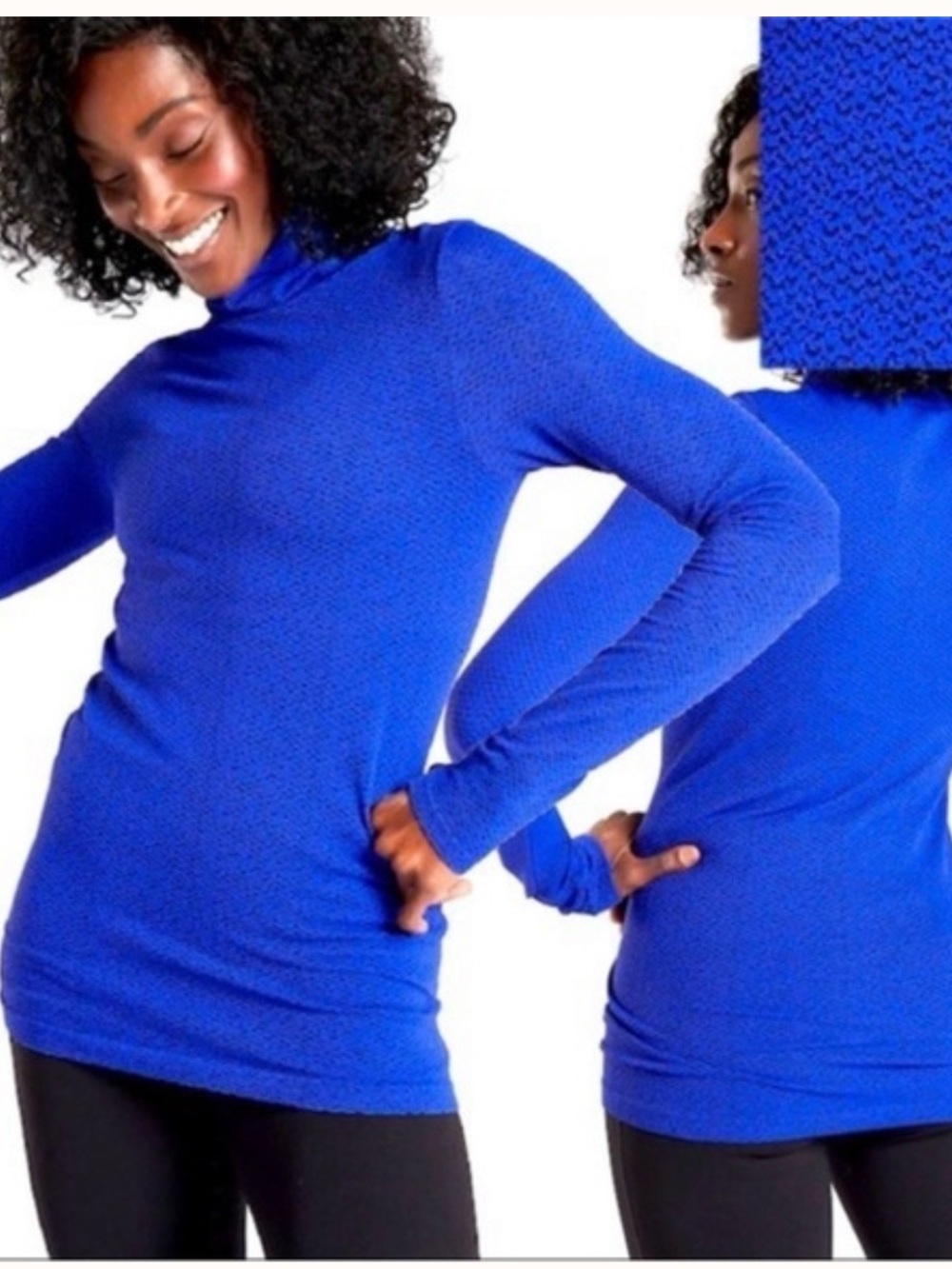 Athleta Cobalt Blue Textured Turtleneck Sweater